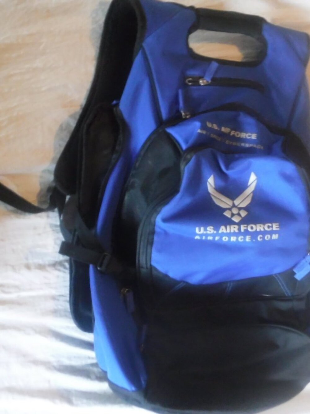 US Air Force /Air l Space l Cyberspace Blue/Black Backpack w/ Laptop Compartment
